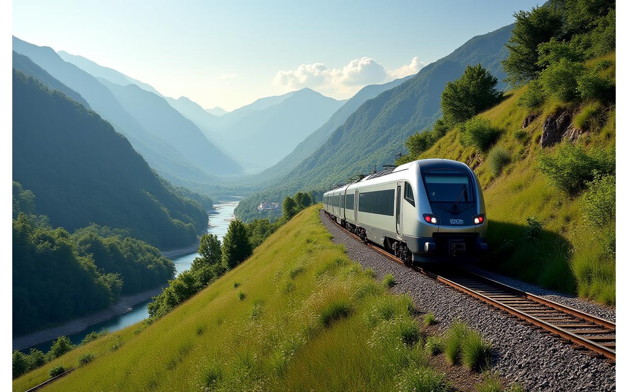 Train traversant un paysage rural