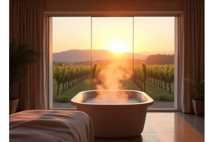 Intérieur luxueux de spa avec vue panoramique